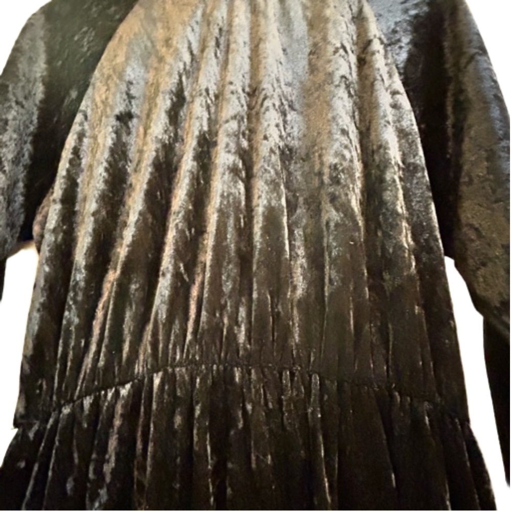 🍄Vintage Haband for Her Crushed Black Velvet Mock Neck Maxi Dress Size 8P - Picture 3 of 6
